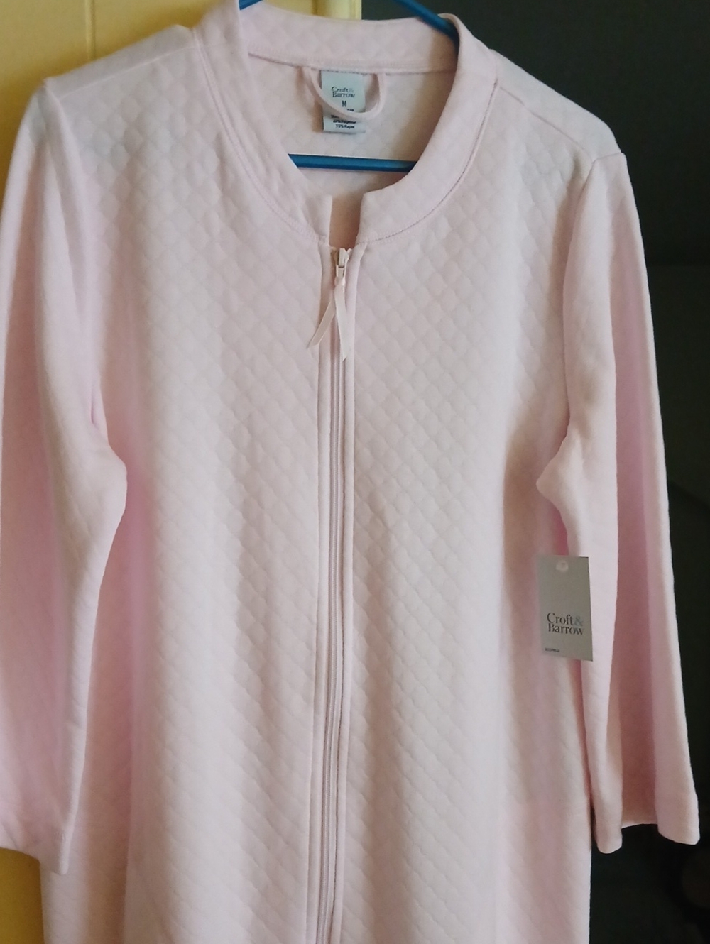 croft & barrow Light Pink Quilted Zip-Up Bathrobe
